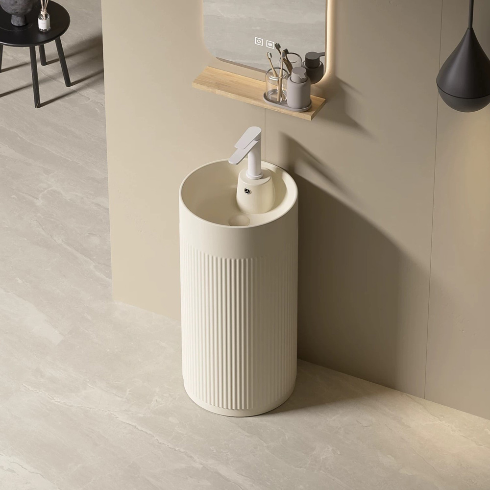 floor-standing-pedestal-sink-with-stripes-concrete-or-artificial-stone-casting-mold-img1 Casting Mold for Floor-standing Pedestal Sink with Stripes VC-WL066B - Image 1